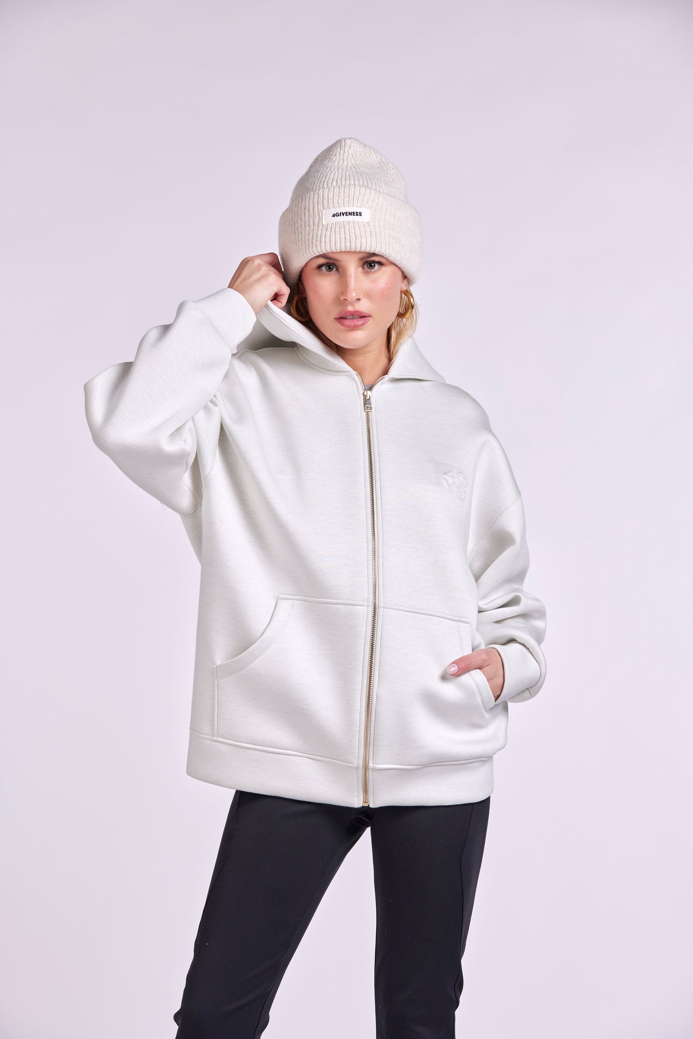 GIUBBINO ZIP CON CAPPUCCIO E MARSUPIO LOGO "4GVS"